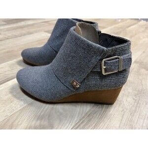 Dr Scholls Boots Womens Create Wedge Ankle Booties Black Flannel Wool Size 6